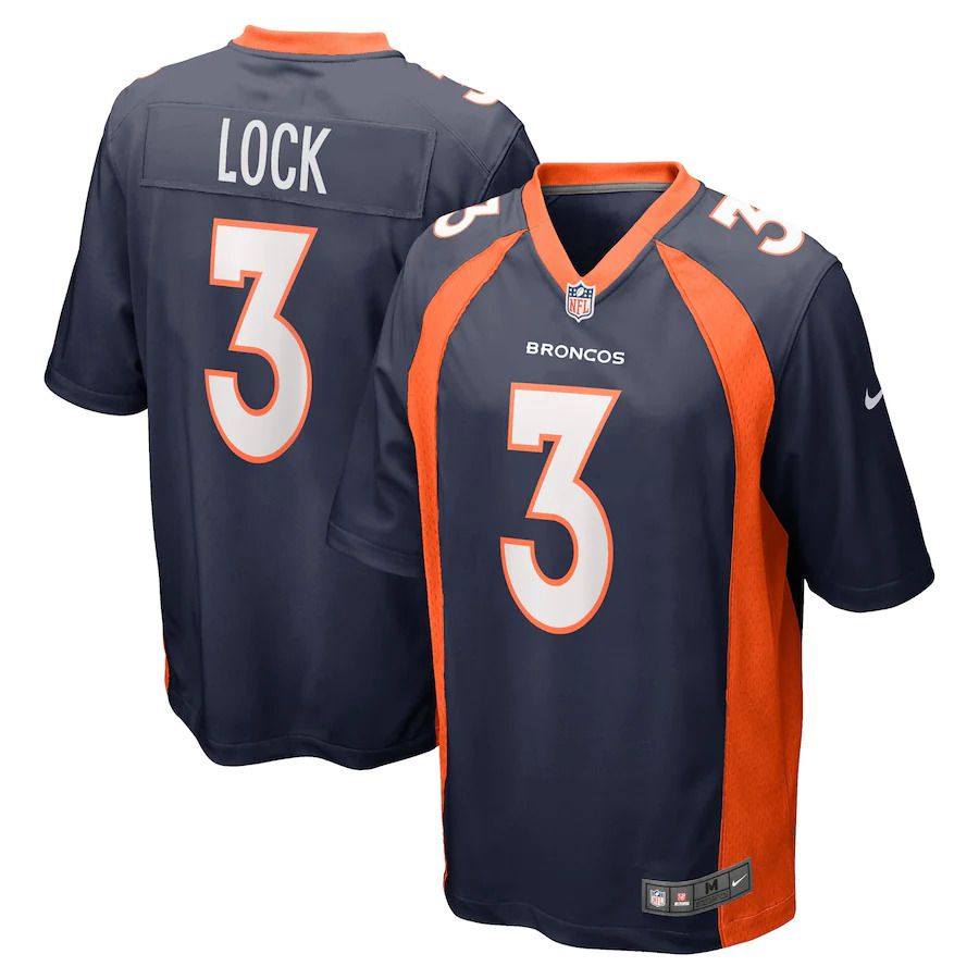 Men Denver Broncos #3 Drew Lock Nike Blue Game Player NFL Jersey